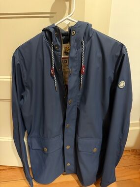Kiel James Patrick Slate Blue Hooded Raincoat